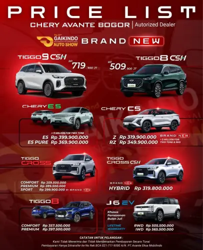 Pricelist Harga Chery karawaci 2025